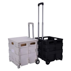 Xe đẩy Mua sắm thị trường gấp di động cắm trại Wagon có thể gập lại <span class=keywords><strong>trolly</strong></span> giỏ hàng nhựa 4 bánh xe lưu trữ Xe đẩy giỏ hàng bãi biển - Product Image 2