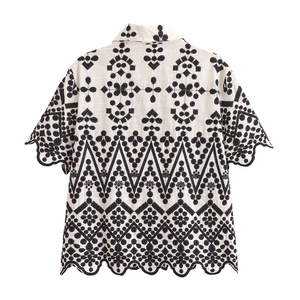 Kar & OT ZA <span class=keywords><strong>เสื้อ</strong></span>เชิ้ตแขนสั้นสำหรับผู้หญิง, <span class=keywords><strong>เสื้อ</strong></span>ปักสีคอปก2024 2731088 2731086ใหม่ฤดูร้อน - Product Image 2