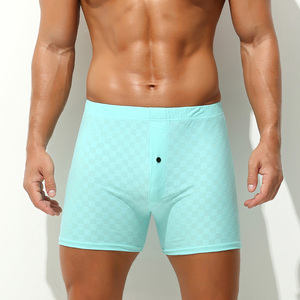 Caleçons Boxers <span class=keywords><strong>Homme</strong></span> <span class=keywords><strong>en</strong></span> <span class=keywords><strong>Soie</strong></span> Glacée à Carreaux avec Boutons sur le Devant, Séchage Rapide, Respirants, Extensibles, Jambes Longues, Anti-Frottement - Product Image 3