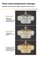 Lustre en cristal moderne en or Led clair, lampe de luxe, lustre décoratif pour salon, lampara