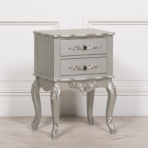French Style Carved Wooden Nightstand, Vintage 2 Drawer <strong>Bedside</strong> <strong>Table</strong> with Curved Legs - Product Image 1