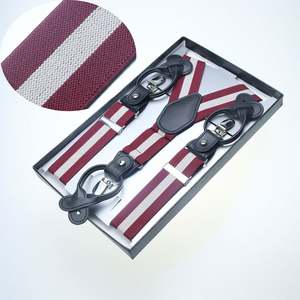 สายเอี๊ยมผู้ชายแบบ Y ทำจากโพลีเอสเตอร์ ลายทางแฟชั่น หนัง PU ปรับได้ ยืดหยุ่น สำหรับธุรกิจ ขายส่งแบบกำหนดเองได้ - Product Image 6