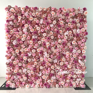 FW630 Mur <span class=keywords><strong>de</strong></span> fleurs <span class=keywords><strong>de</strong></span> mariage enroulable en gros, toile <span class=keywords><strong>de</strong></span> fond 8 pieds x 8 pieds, panneau mural <span class=keywords><strong>de</strong></span> fleurs roses, <span class=keywords><strong>décoration</strong></span> <span class=keywords><strong>murale</strong></span> <span class=keywords><strong>de</strong></span> fleurs artificielles 5D - Product Image 1