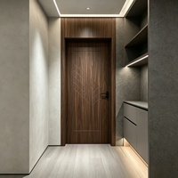 Porte d'entrée principale en WPC avec design sculpté CNC, couleur teck de luxe, ignifuge B1, pour intérieur