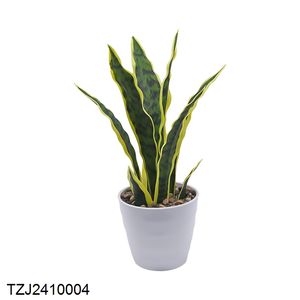 Bonsái de Orquídea Tigre, Planta Serpiente Verde Amarilla <span class=keywords><strong>Sansevieria</strong></span> en Maceta, Árbol Artificial de PVC, Bonsái de Orquídea Tigre Verde Amarillo - Product Image 1