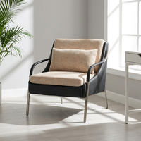 Fauteuil de salon moderne en cuir de luxe avec accoudoirs et dossier en métal doré pour la maison, le bureau, la salle à manger, le salon, la chambre à coucher, les loisirs