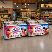 Équipement de réfrigération commerciale, vitrine de présentation de crème glacée avec porte en verre incurvée