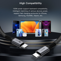 Kabel pengisi daya USB C pengisi daya Cepat USB PD100W LOGO kustom harga pabrik dengan kabel Transfer Data USB 2.0 480Mbps untuk Laptop Macbook
