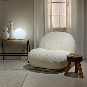 Sillón de Diseño Italiano, Giratorio, Eléctrico, de Ocio, con Tela Bouclé Blanca, Diseño Moderno, Patas de Madera Maciza, Muebles para Sala de Estar, Hogar - Product Image 6