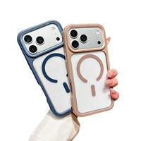 Coque de téléphone 3-en-1 magnétique transparente en acrylique, antidérapante et agréable au toucher, pour iPhone 17 Pro Max