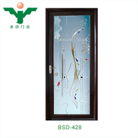 Porte de salle de bain ABYAT en PVC, nouveau design en plastique avec design élégant, porte intérieure à battants en verre, moderne, plus de 5 ans CE ISO CN;ZHE