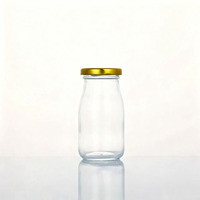 Bouteille en verre transparente rechargeable de 150 ml pour jus, liquides et boissons, avec bouchons métalliques à vis, idéale pour le lait