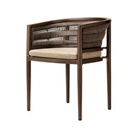 Ensemble de table en teck et rotin moderne haut de gamme, confortable, durable, imperméable, résistant au soleil, meubles d'extérieur pour hôtel, villa, jardin, terrasse
