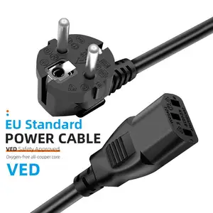 Cable de alimentación europeo de 0,75 V para ordenador, suministro directo de fábrica, 3x220mm, 2 pines, estándar, CA, UE