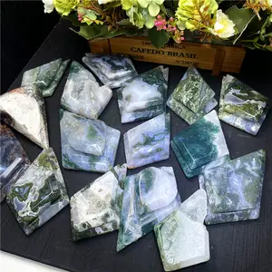 Cristallo naturale vendita calda Moss agata diamanti forma di diamante di cristallo per regali di nozze guarigione