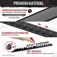 Estante de enchufe giratorio de 360 ° de aluminio resistente de 3 piezas de calidad superior 42 Clips herramienta organizadora de enchufe magnético negro de 3/8 pulgadas OEM