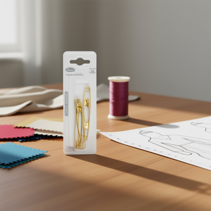 Épingles de sécurité Ilan 65 mm dorées, lot de 6, pour vêtements - Product Image 3