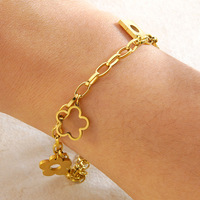 Bracelet géométrique en acier inoxydable très vendu, luxueux, exquis et polyvalent, bracelet fleur en acier titane