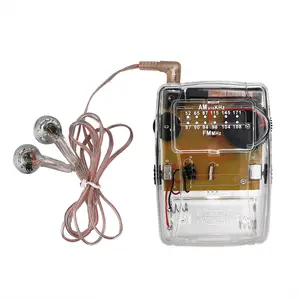 Mini Transparent Portable Radio AM / FM Pointer Tuning Support Headphones Used for Church Conference Museum Guide USA Prison