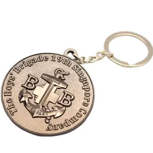 Black Nickel Keychain 3d Round Shape Key Ring For The Boys' Brigade 19th Singapore Comdany Metal Dog Keychains