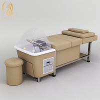 Chuque Deluxe Lit de shampoing sans conduit, Chaise de spa, Lit de beauté pour physiothérapie et massage avec fonction vapeur, Réservoir d'eau, Mobilier de salon portable et pliable