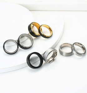 Đánh bóng xoay spinner Nhẫn lo lắng cứu trợ bạc đen rãnh Inlay Fidget ban nhạc vonfram Titan vòng cho nam giới phụ nữ cậu bé - Product Image 5