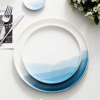 Assiette à dîner en céramique au design ombré moderne, décoration de mariage personnalisée, article cadeau, articles ménagers écologiques