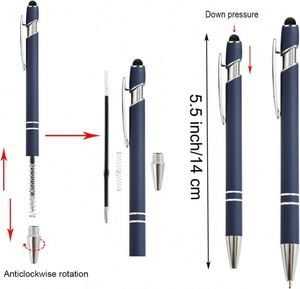 Custom Logo Ballpoint <b>Pens</b> 2-In-1 <b>Retractable</b> Metal <b>Pen</b> for Touch Screens With Stylus Tip School Office Coworkers - Product Image 2