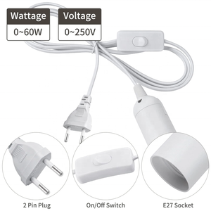 E27 đèn cơ sở 1.8m dây cáp điện EU chúng tôi cắm với Dây chuyển đổi cho mặt dây dẫn bóng đèn treo treo ổ cắm chủ - Product Image 4