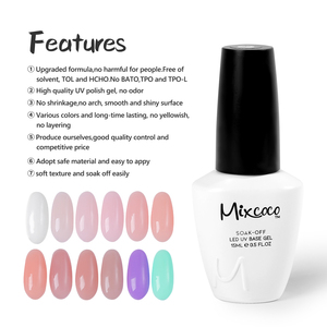 ใช้งานง่าย มิกซ์โคโค่ สีพื้นออร์แกนิค ยาทาเล็บแบบยางเบสโค้ท ท็อปโค้ท เจลทาเล็บสีนู้ด เบสโค้ท ยูวีเจล - Product Image 1