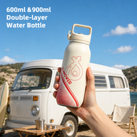 Bouteille d'eau isotherme personnalisée en acier inoxydable à double paroi avec couvercle à poignée rabattable portable pour le camping en plein air