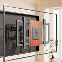 Soporte de Pared Giratorio Universal para TV de Oficina para Pantallas Planas de hasta 100 Pulgadas, Soporte de TV de Acero con Panel de Madera