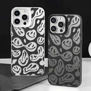 Étui de téléphone magnétique avec visage souriant fondant pour <span class=keywords><strong>iPhone</strong></span> 16/15/14/13/12 Pro Max, coque antichoc dégradé argenté miroir - Product Image 6