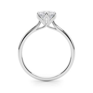 Anillo de compromiso solitario minimalista de plata de ley 925 con moissanita vietnamita para mujer, engaste de púas, chapado en rodio, para aniversario - Product Image 1