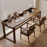 Bureau mural moderne en bois massif, bureau double rectangulaire, table longue, bureau de bureau simple en bois massif