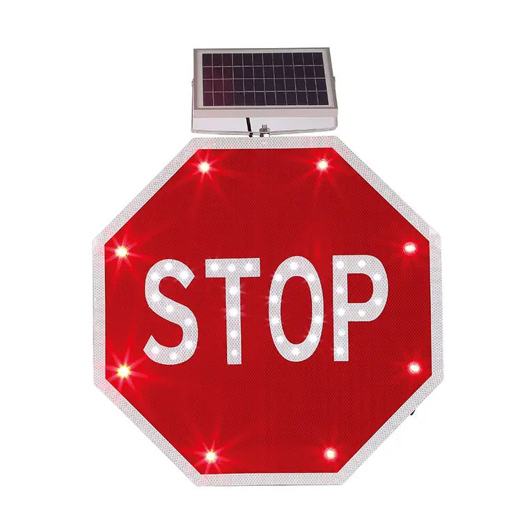 Zonne-energie Aluminium Elektrische Snelweg Verkeer Road Veiligheid Led Licht Knipperen Stop Waarschuwing Bord