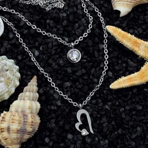 Collier double couche en acier inoxydable plaqué or 18 carats PVD avec pendentif zircon en forme de cœur, fabrication chinoise, tendance et élégant - Product Image 4