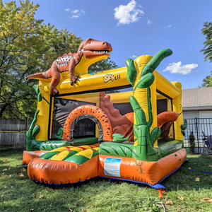 Combo de videurs gonflables <span class=keywords><strong>pour</strong></span> fête d'enfants Moonwalk Bounce House Family Social Interaction T-Rex Jumping Castle avec toboggans - Product Image 2