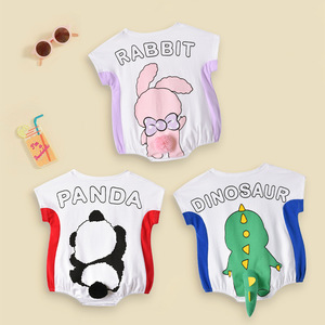<span class=keywords><strong>Combinaison</strong></span> d'été pour nouveau-né pour garçons et filles Barboteuse en coton animal pour bébé avec fermeture à bouton pression Bodysuit à manches courtes - Product Image 2