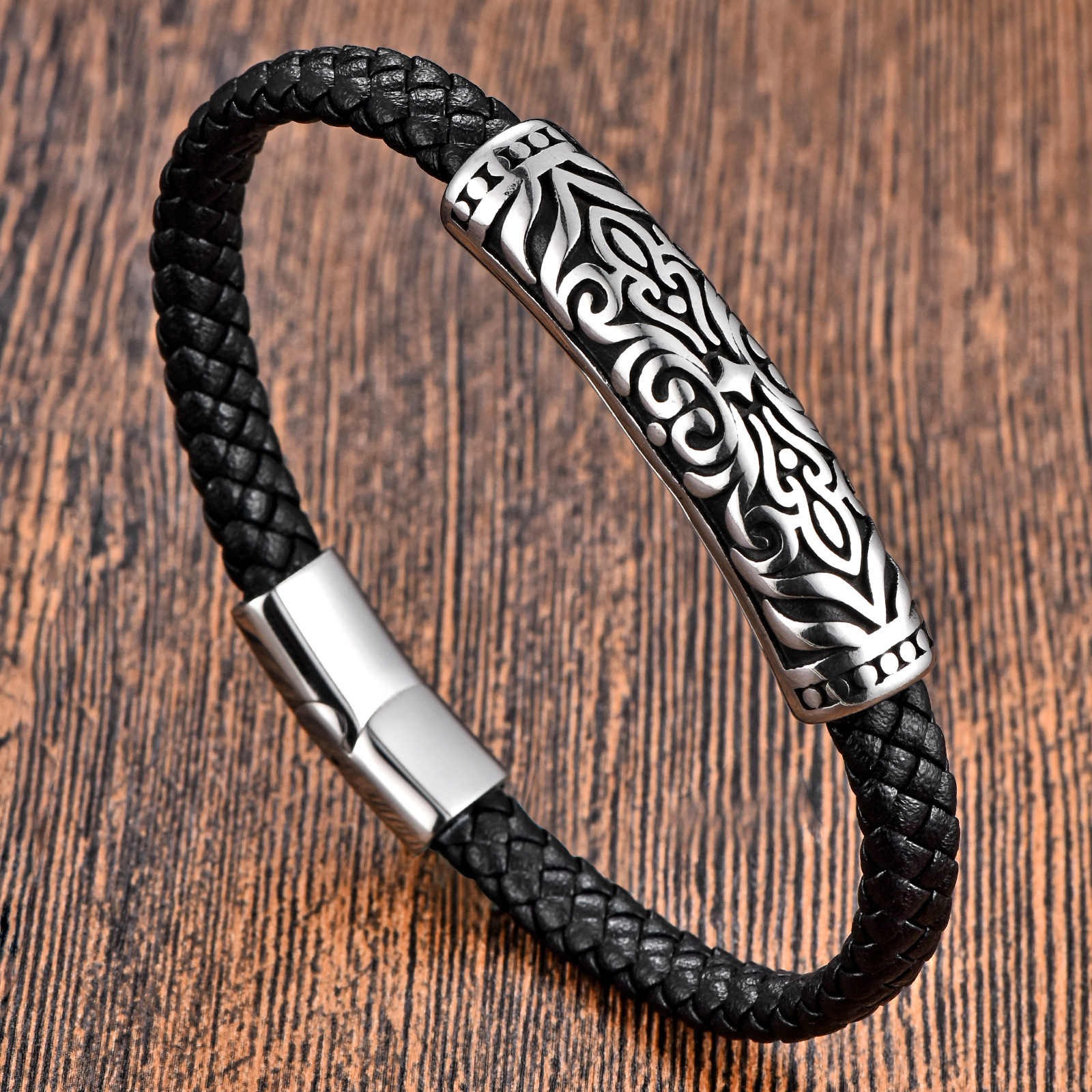 Tribal Pattern 3-Layer Bracelet | Genuine Leather Wristband