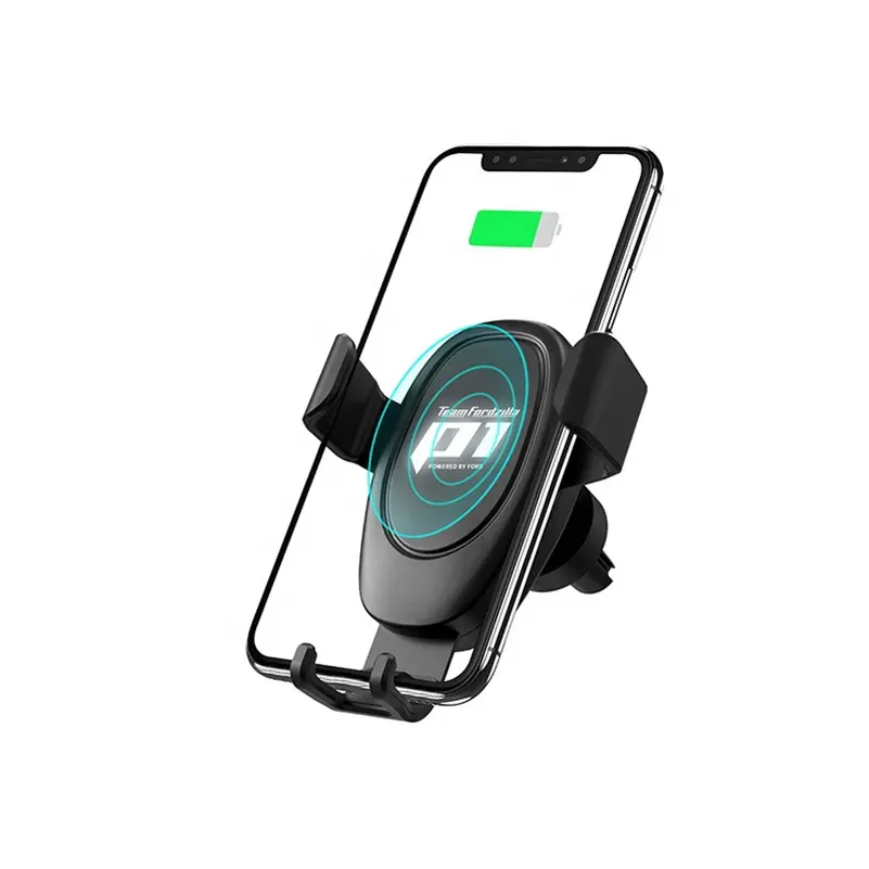 Cargador de coche inalámbrico 2 en 1 con sujeción automática inteligente, soporte de teléfono móvil con logotipo LED, 15W, venta al por mayor