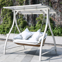 Fauteuil suspendu double à bascule moderne pour jardin et cour extérieure, hamac en métal avec coussin imperméable, chaise suspendue pour balcon