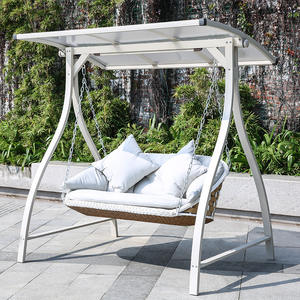 Chaise balançoire de jardin moderne pour cour extérieure Double hamac à bascule avec balançoire en métal rotin chaise suspendue pour balcon ménage - Product Image 2