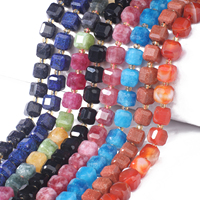 Perles de pierre cubique facettées naturelles, tourmaline carrée, apatite, jade, utilisées pour la fabrication de bijoux, accessoires de bracelet DIY, 15 pouces