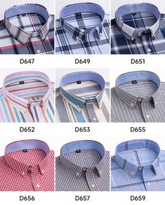 Frühling Sommer Herren 100% Baumwolle Oxford Hemd Slim Fit Langarm Kariert Casual Business Knitterfrei Garngefärbt Stehkragen - Product Image 5