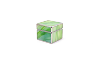 Boîte à bague carrée de luxe artisanale en verre teinté, verre opaline vert, amovible, pour bijoux, souvenir, mariage, en velours