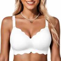 Soutien-gorge Jelly sans couture pour femme, sans armatures, design de soutien, effet push-up Jelly, grandes tailles, bonnets profonds, bretelles réglables, bord festonné