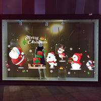 YZ Santa Claus Snowman PVC Stiker Dinding Laminasi Gloss Tahan Air Dekorasi Natal Stiker Pintu Kaca Toko