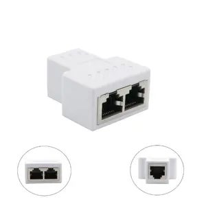 Socket Connector 8p8c Extender With Pcb Board Inside White color Ethernet Splitter 1 To 2 Adapter rj45 connector