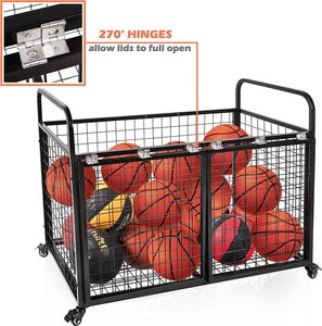 Eisen rahmens truktur Stapelbare Bälle Käfig Tragbare Körbe Kunden spezifische abschließbare Ballsp eicher Rolling Basketball Rack - Product Image 3